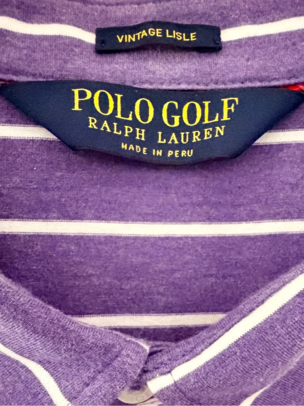 Polo Golf Ralph Lauren Vintage Lisle Polo XL Purple Stripe PVCC Country Clubj